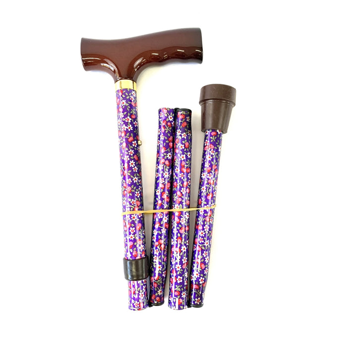 Folding Walking Stick with T Handle Walking Sticks Not specified Lilac Daisy  