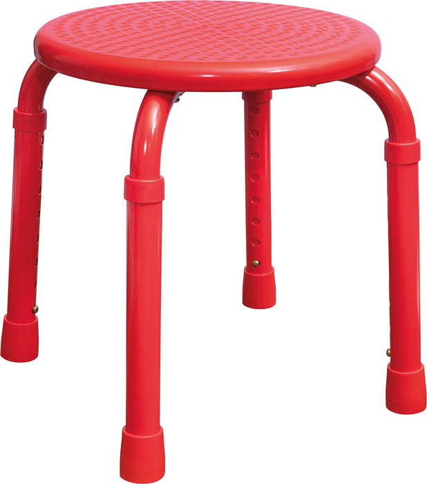 Round Shower Stool Height Adjustable - Red
