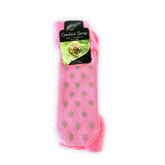 Comfort Socks with Non Slip Tread - Pink