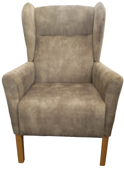 Mayfair Wingback Chair - Ash Timber Feet Lexie Fabric Seating Mayfair Latte  