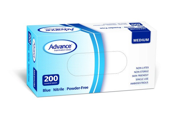 Advance Blue Nitrile Powder Free Gloves (Box 200) Gloves Advance   