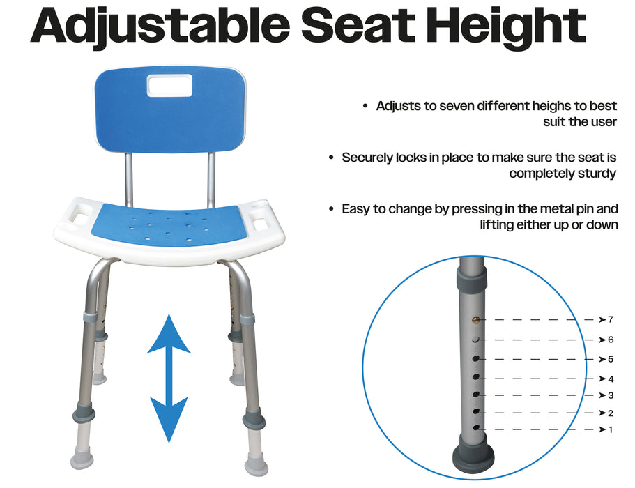 Shower Chair with Padded Seat and Backrest