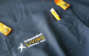  An apron with the Independent Living Logo 