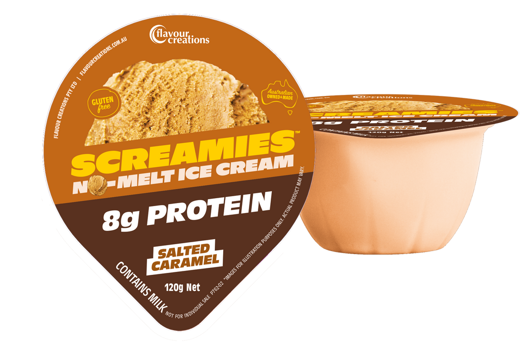 SCREAMIES No Melt Ice Cream Protein Salted Caramel 120g - 12 Pack